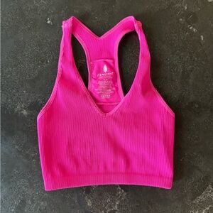 FP Movement by Free People Ribbed Racerback Bralette - Neon Pink